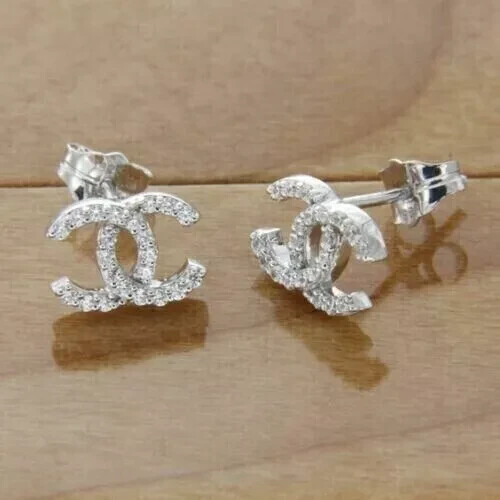 2Ct Round Cut Lab Created Diamond Beauty Stud Earrings 14K White Gold Plated - Picture 3 of 4