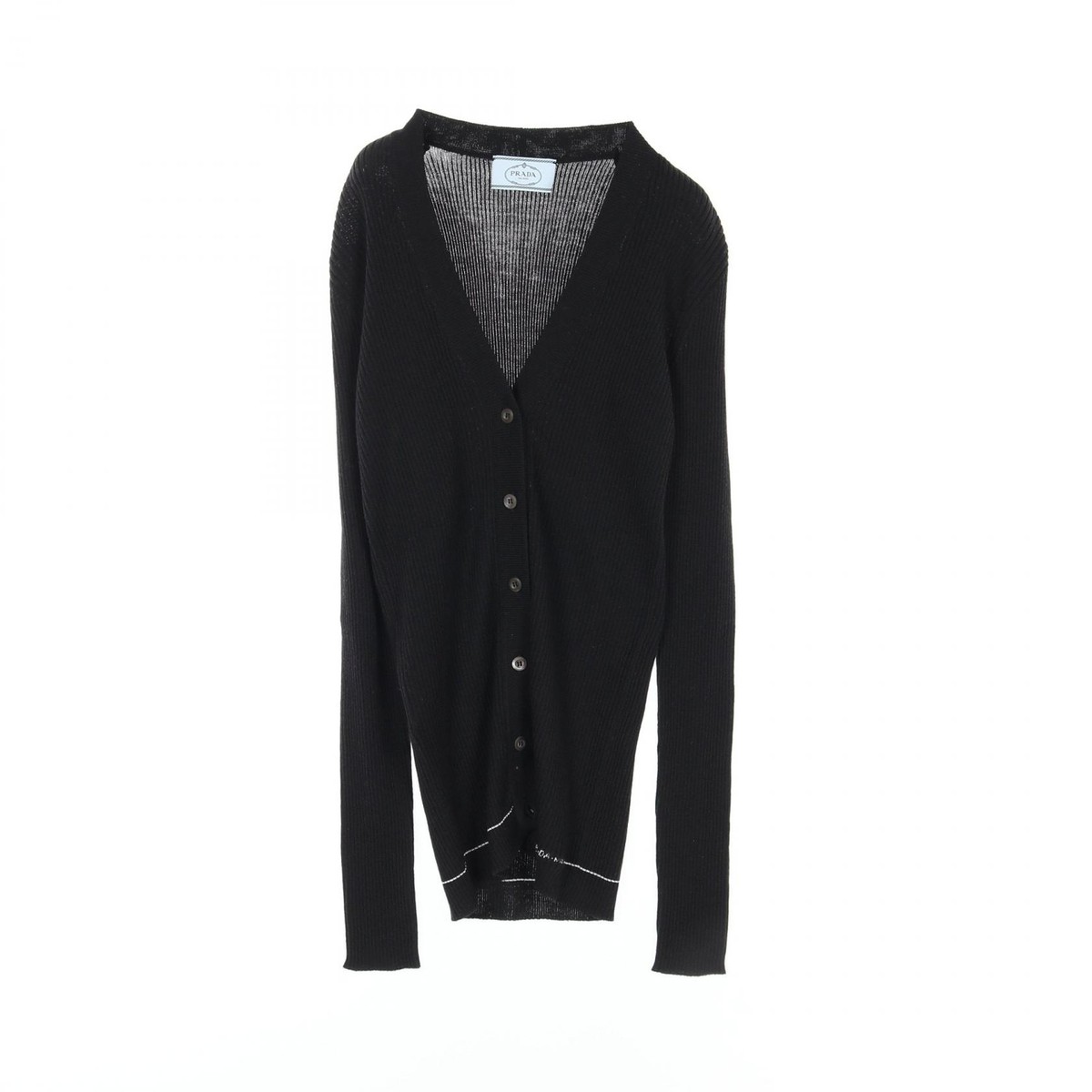 PRADA cardigan knitwear wool silk Black Used Women size 40 PRADA cardigan knitwear wool silk Black Used Women size 40