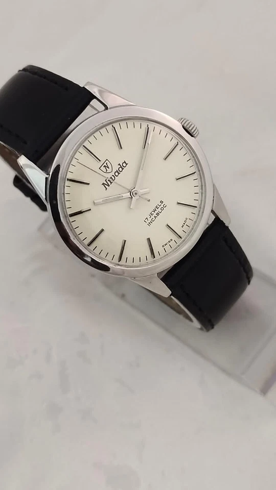 Reloj de pulsera vintage NIVADA 17 joyas Incabloc para hombre esfera blanca suiza 2333145 Foto 3 de 4