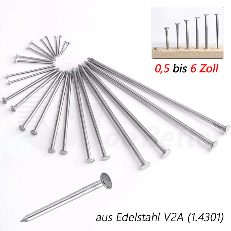 Drahtstifte Nägel Flachkopf Edelstahl Nagel Stahlnägel 15mm - 150mm Zimmerei DIY