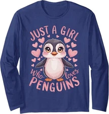 Funny Penguin Animal Just A Girl Who Loves Penguins Long Sleeve Tshirt