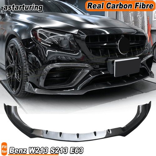 For Mercedes Benz W213 S213 E63 AMG 2016-20 REAL Carbon Front Bumper Lip Spoiler - Picture 1 of 14
