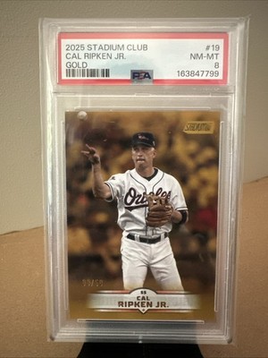 Cal Ripken, Jr. 2025 Topps Stadium Club - Gold Foil /50 Baltimore Orioles PSA 8