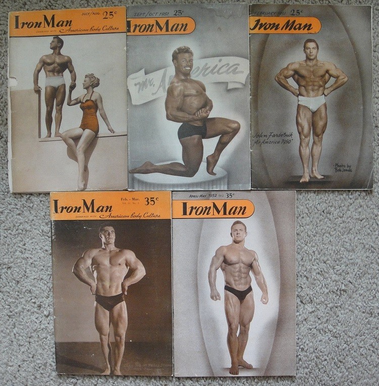 IronMan Magazine Vol. 11 1951-52 Five different Peary Rader