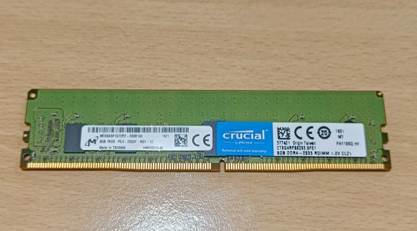 Memoria RAM Micron 8GB DDR4 ECC RDIMM 2933MHz MTA9ASF1G72PZ-2G9E1UI