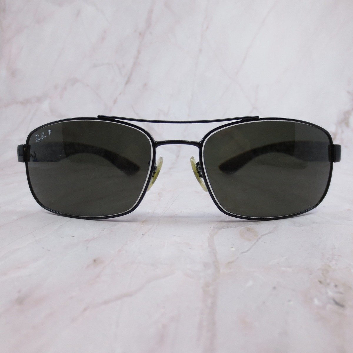 Ray-Ban RB8316 Carbon Fiber Polarized Rectangular Sunglasses Black