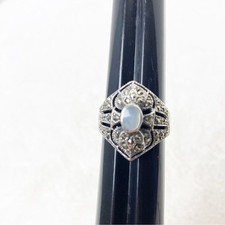 Sterling Silver 925 Ring Embedded With Mother of Pearl And Marcasite Stones
