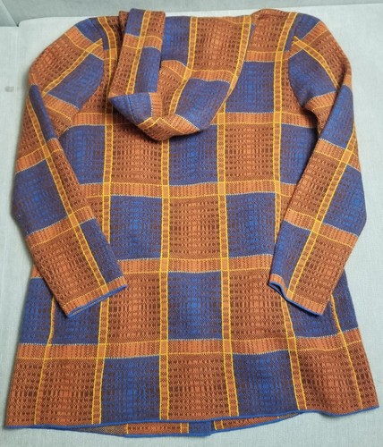 Anthropology Field Flower Hooded Cardigan Sweater 100% Wool Plaid Sz M - Picture 9 of 15