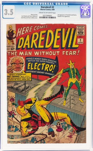 DAREDEVIL #2 1964 MARVEL COMICS 2. APP DAREDEVIL ELECTRO MIT FANTASTISCHEN 4 CGC 3.5