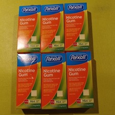 LOT OF 6 Rexall Nicotine Gum 4mg Mint Coat Gum 20 PCS Exp. 03/2027 New In Box