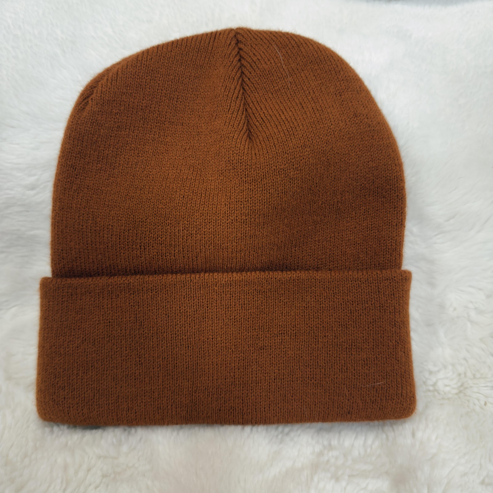 Pendleton Hat Beanie Fitted Brown Cuffed Knit Log… - image 2