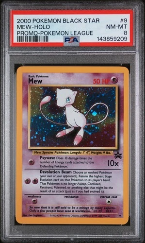 2000 POKEMON PROMO BLACK STAR POKEMON LEAGUE #9 MEW-HOLO PSA 8