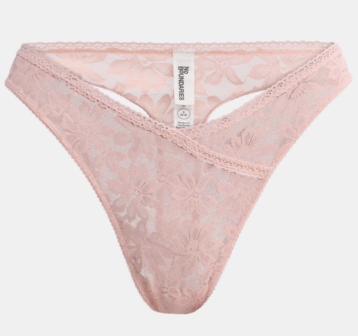Tanga de encaje floral cruzado rosa coral No Boundaries para mujer nueva con etiquetas XXXL (22)
