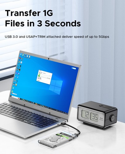 Transparent 2.5 inch USB 3.0 External Hard Drive HDD Enclosure Case SATA - Picture 9 of 48