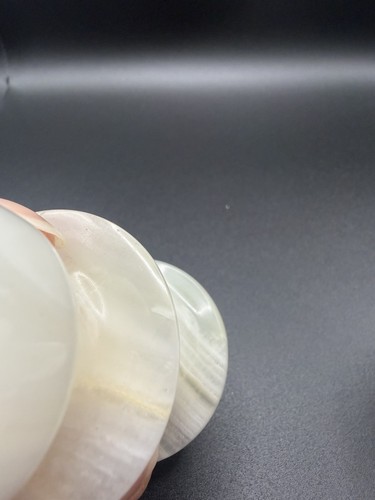 Vintage Alabaster Stone Candle Holders Pair White 3” See Desc - Picture 4 of 11