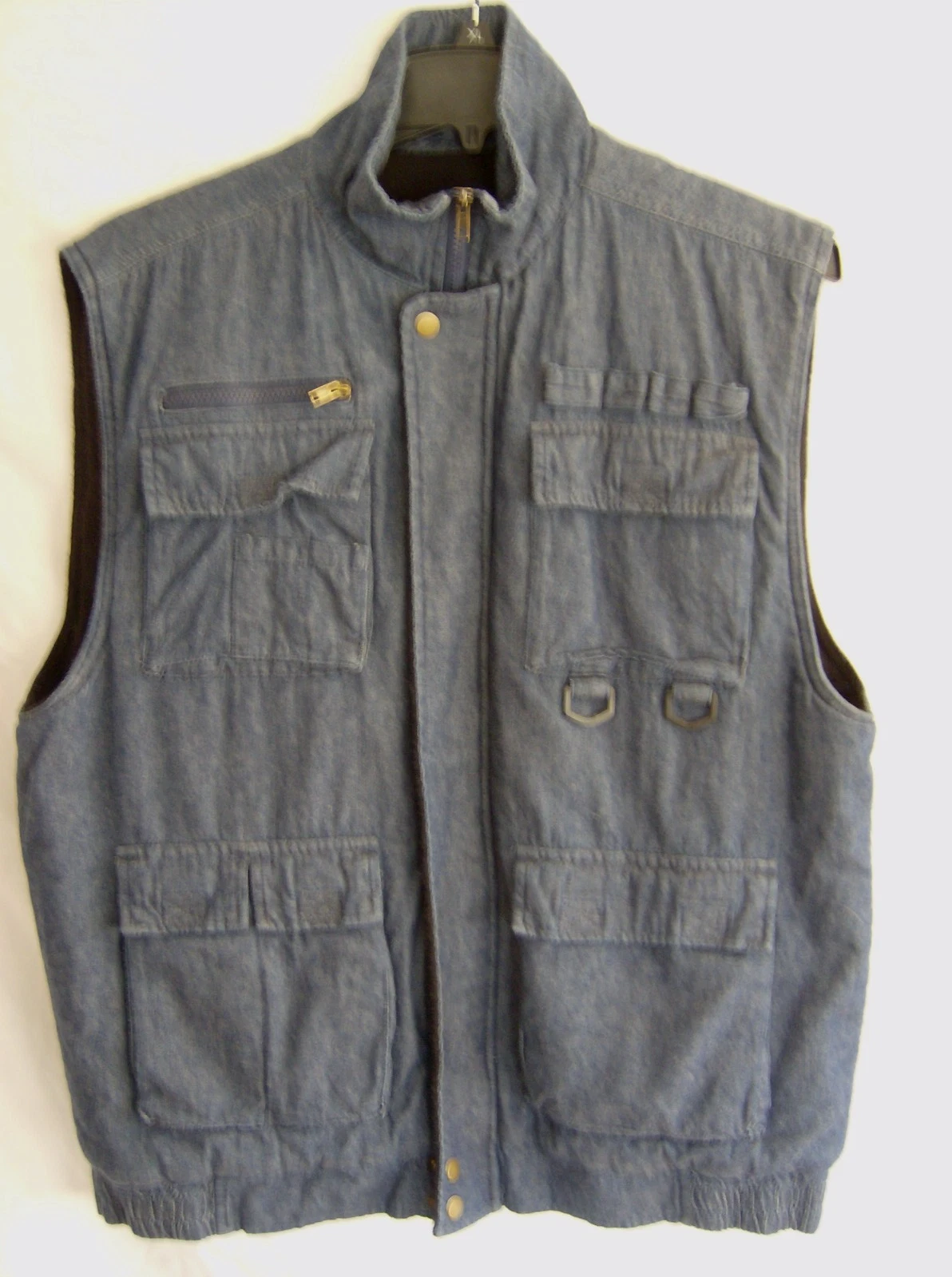 Stag Hill Denim Utility Vest Men’s Large Blue Cargo Fishing Hunting Outdoor Pock