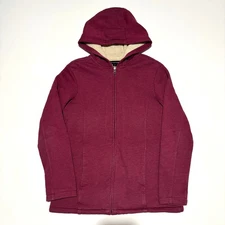 Lady Hathaway Burgundy Sherpa Lined Full Zip Hoodie Jacket Women's S/P