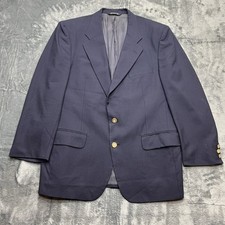 Burberry 44 Navy Blue Gold Button Men's Sport Coat Blazer Jacket Wool See Desc