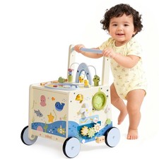 Wooden Baby Walker Push Toy for Toddlers 10M  Adjustable Height  Speed Con...