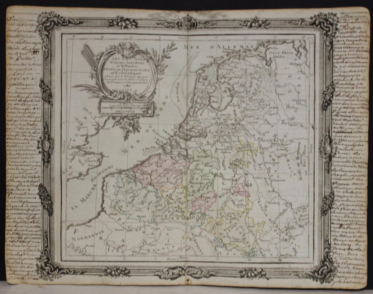 NETHERLANDS BELGIUM 1785 BRION DE LA TOUR/DESNOS ANTIQUE COPPER ENGRAVED MAP