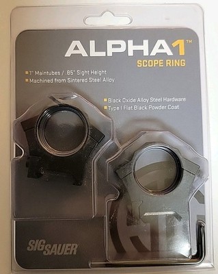 Sig Sauer ALPHA1 Scope Ring Set 1'' Medium Flat Black Powder Coat Steel SOA10007