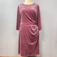 Eliza J Velvet Dress Size 14 Rose Pink Ruched Cocktail Evening Party Stretch