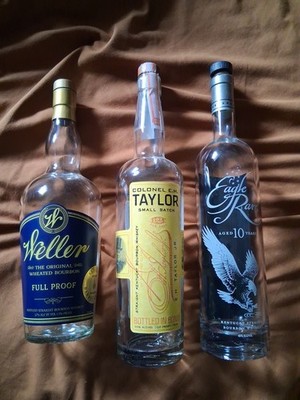 Weller Full Proof Bourbon Single Barrel EMPTY BOTTLE LOT OF 3 EH TAYLOR EAGLE RA