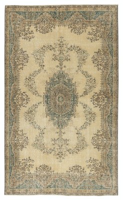 5.5x9 Ft Vintage Handmade Turkish Area Rug for Farmhouse and Boho Interiors