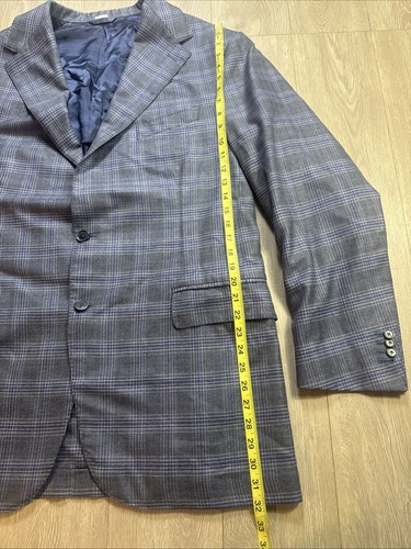 Blazer Abrigo Deportivo Randy Willard Mezcla de Lino Sin Construir Azul Cuadros 46 - Imagen 5 de 11