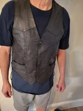 men's vintage Leather Vest  size M black By Hot Leather Pakistan Bike Style
