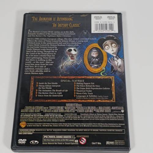 Corpse Bride DVD 2005 Widescreen Edition Johnny Depp Helena Carter - Picture 2 of 4