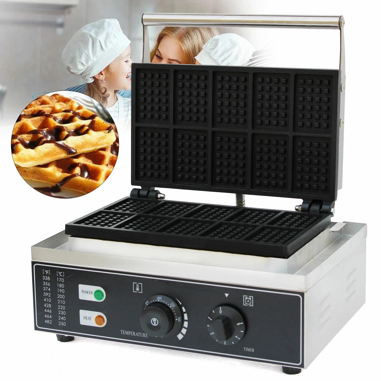 Commercial Nonstick Electric Waffle Maker Waffle Baker Machine 1500W NEW
Opens in a new window or ta