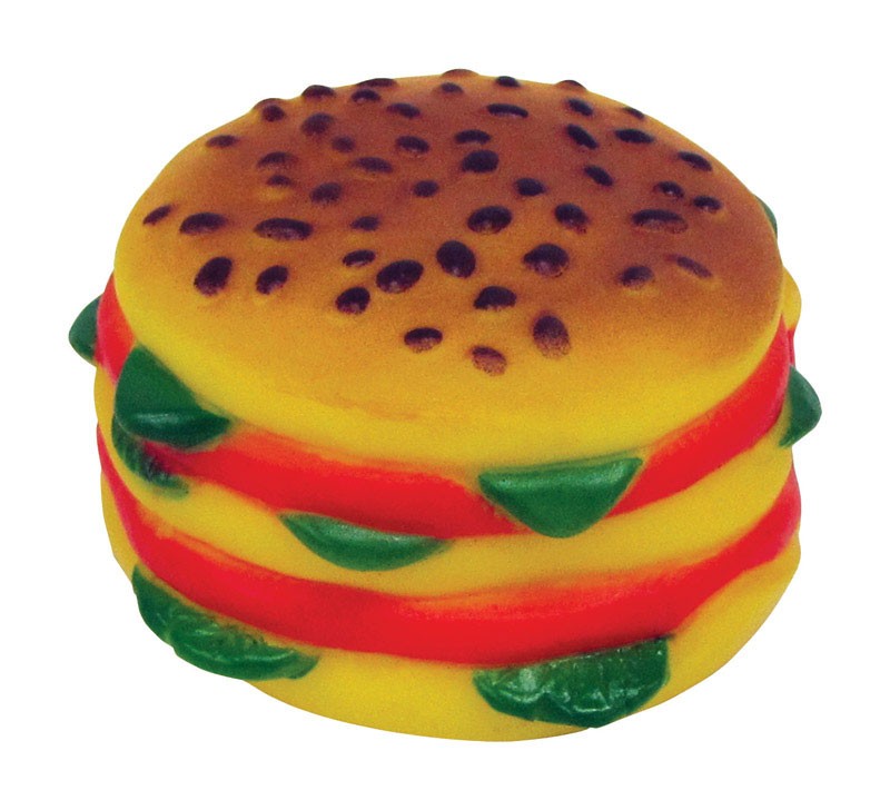 Digger's Multicolored Hamburger Vinyl Hamburger Dog Toy Large 1 pc