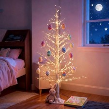 4ft Lighted Easter Decoration Christmas Birch Tree with 650 Led Fairy Lights,...