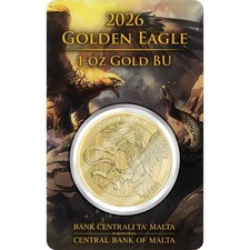 Golden Eagle 2026 1 oz €100 Pure Gold BU Coin in Safepack Malta Germania Min 4245.49 per troy oz