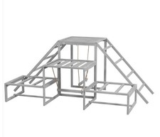 Chicken Roost Toys, Coop Accessories with Wood Stand, Ladder Platforms, for 10-1