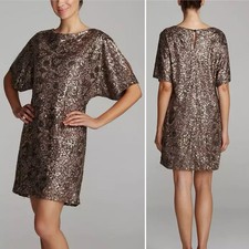 Scarlet Nite All Over Floral Sequin Short Sleeve Dress