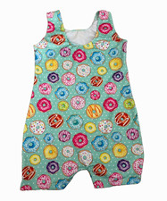 Girls One-Piece Dance Leotard Sleeveless Donut Print Multicolor Size 7