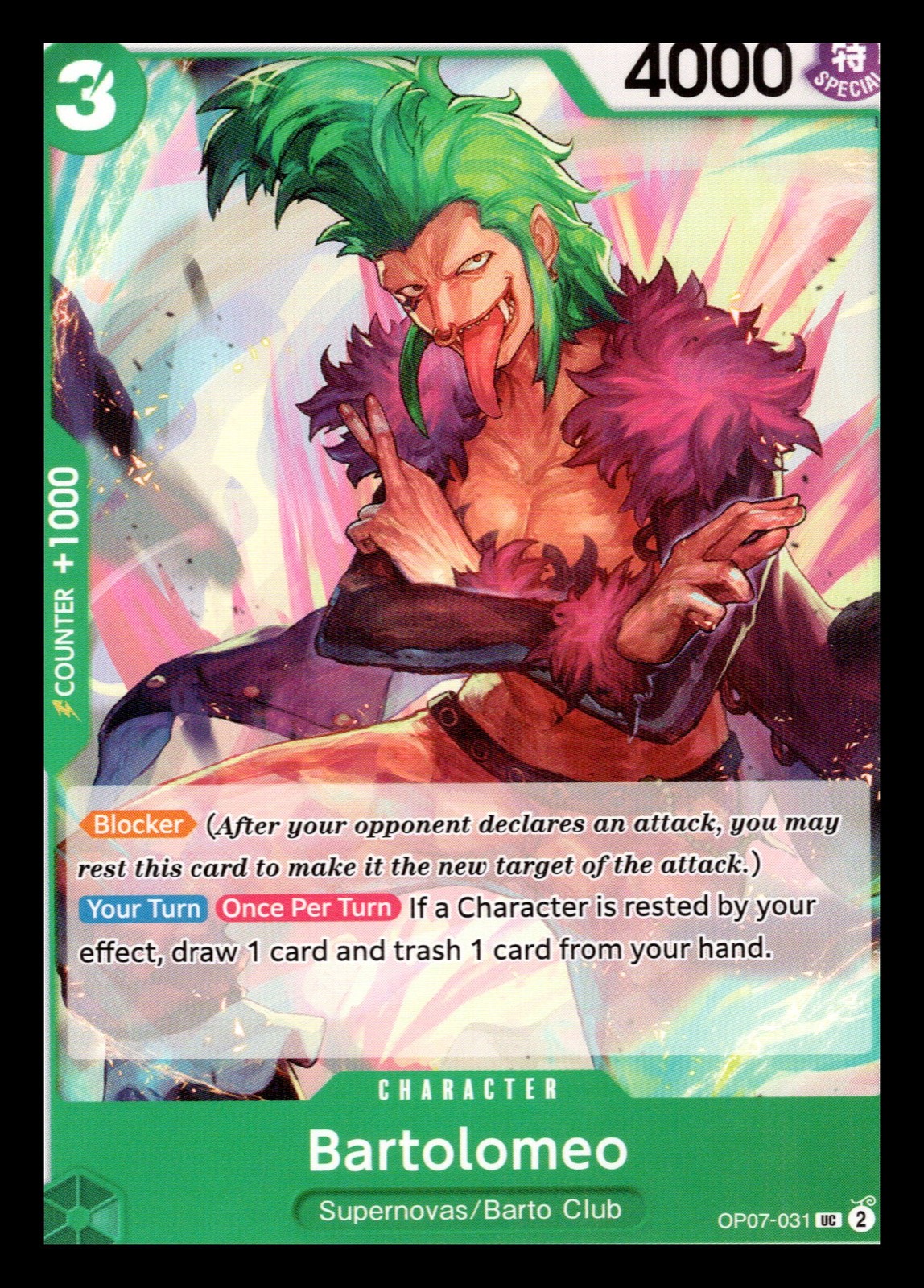Bartolomeo (Pirate Foil) UC Premium Booster -The Best- Vol. 2 OP07-031 NM