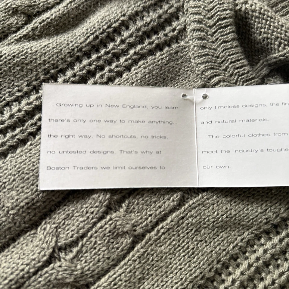 Suéter De Colección Boston Traders Para Hombres XL Verde Oliva Verde Ejército Tejido por Cable Crew Foto 4 de 4