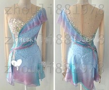 New Ice Figure Skating Dress Figure Skating Dress For Competition blue dyeing