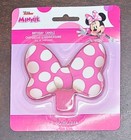 Minnie Mouse Bow Birthday Candle Pink w White Polka Dots 3 x 4" Disney Junior