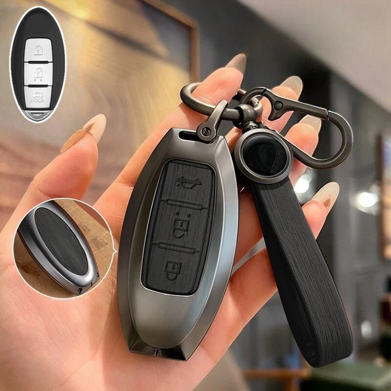 Capa chave de carro couro liga de zinco para Nissan 370Z Pathfinder X-Trai Qashqai - Imagem 4 de 4