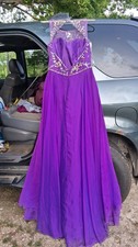 Purple Embellished Formal Gown Dress with Beaded Bodice Detailing