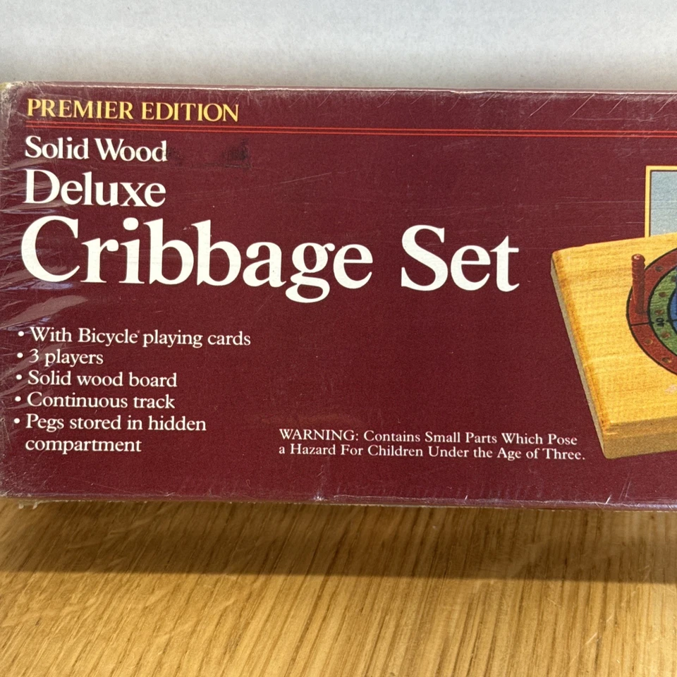 Premier Edition Deluxe Solid Wood Cribbage Set Board Game Cardinal Ind. 1993 New - Image 2 of 4
