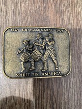 Vintage 1976 Bicentennial Spirit of America Brass Belt Buckle 1776 Patriot USA
