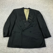 Hugo Boss Suit Jacket Mens 42R Black Wool Double Breasted Peak Tuxedo Formal