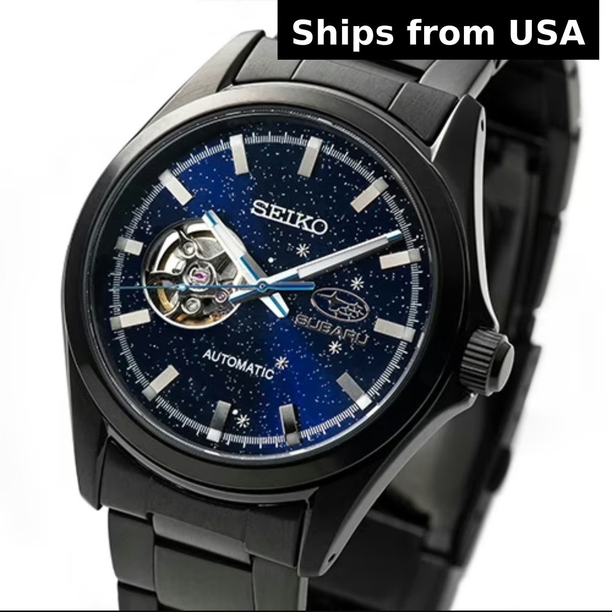 SEIKO x SUBARU Starry Night Open-Heart Automatic Watch SZSF005