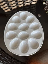 Mervyn's White Ceramic Glazed Finish Deviled Egg Platter