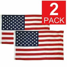 3x5 Ft American Flag w/ Grommets 2 Pack USA United States of America US Flags